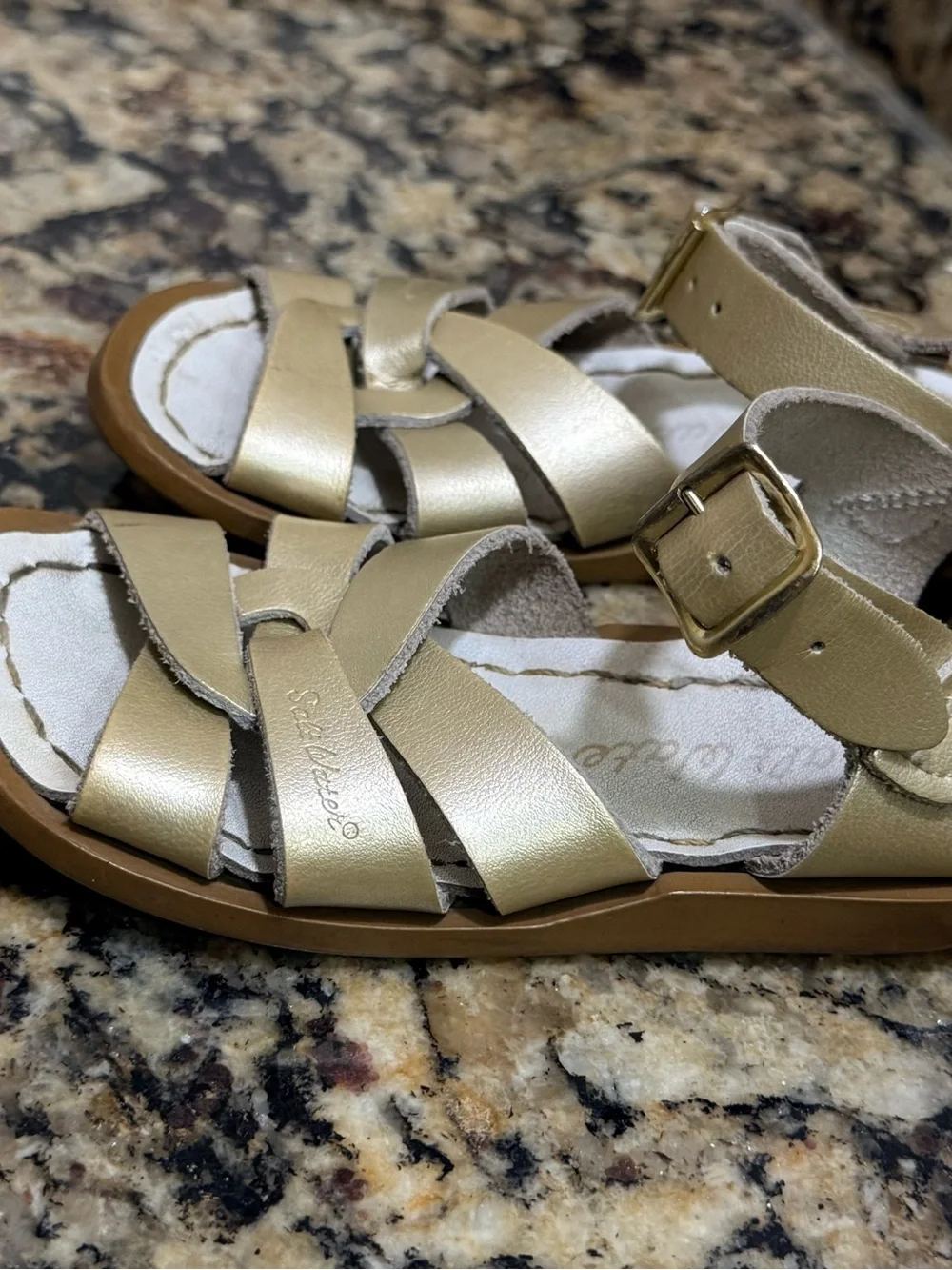 Salt Water toddler Gold Leather Sandals size 7